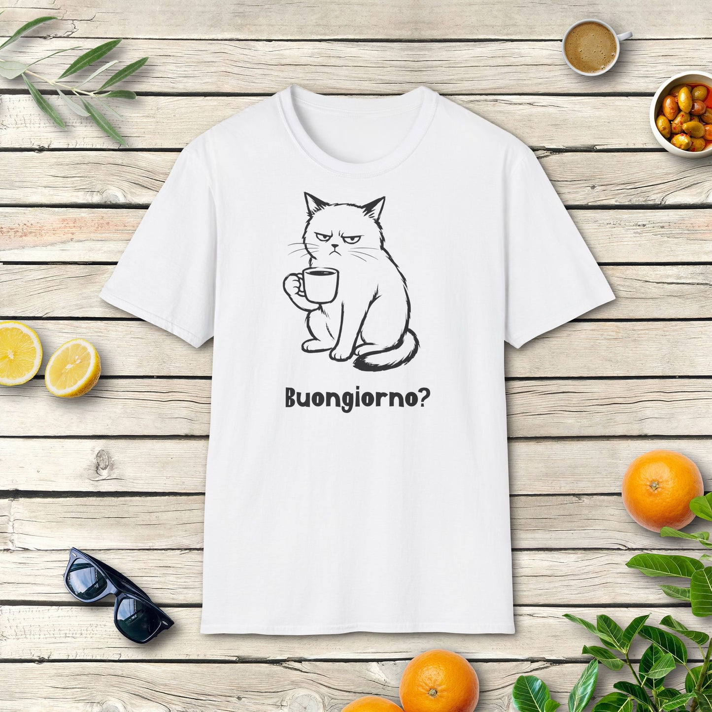 Buongiorno? Katze T-Shirt | Italienischer Kaffee Humor