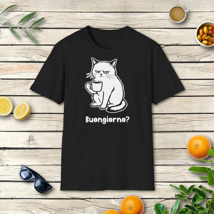 Buongiorno? Katze T-Shirt | Italienischer Kaffee Humor