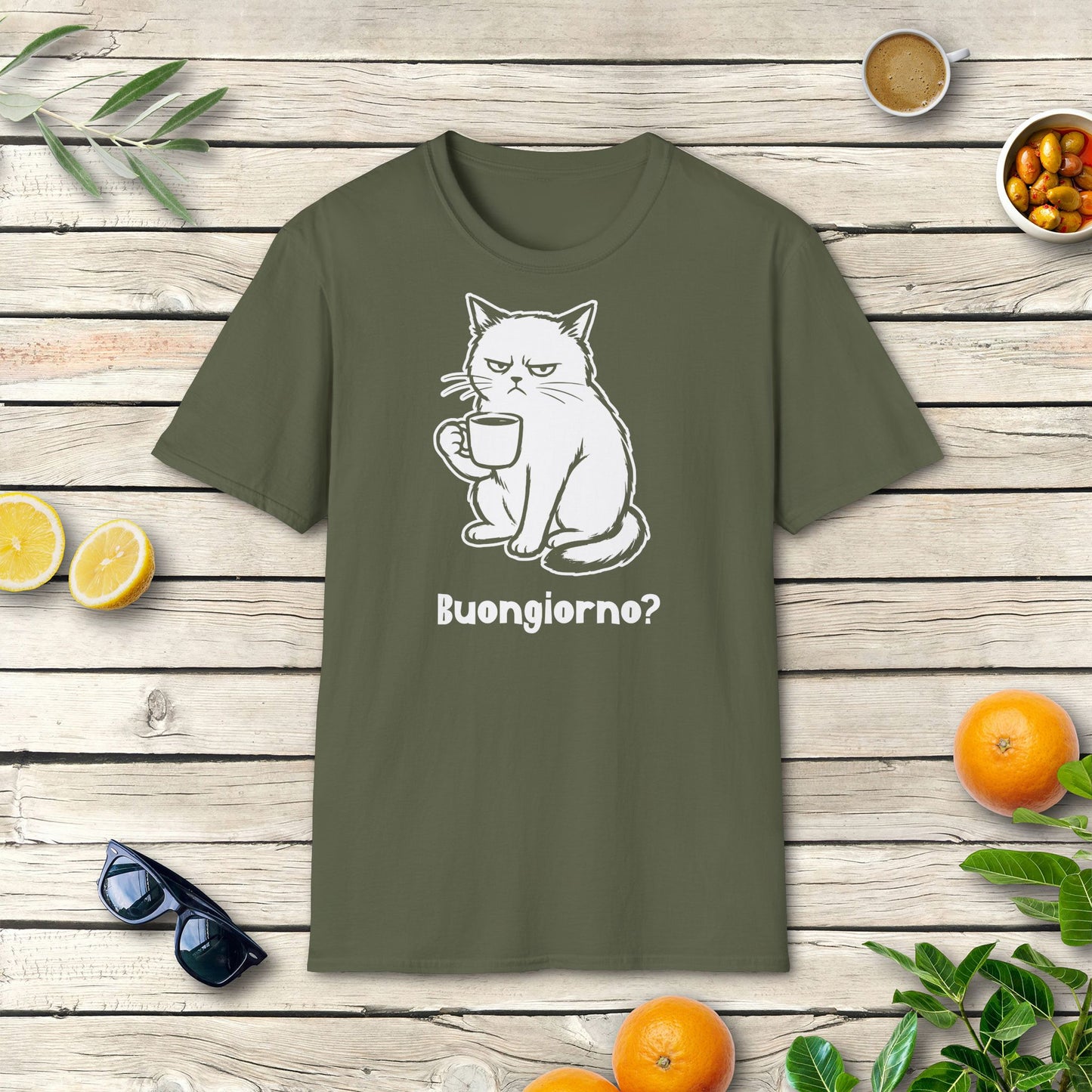 Buongiorno? Katze T-Shirt | Italienischer Kaffee Humor