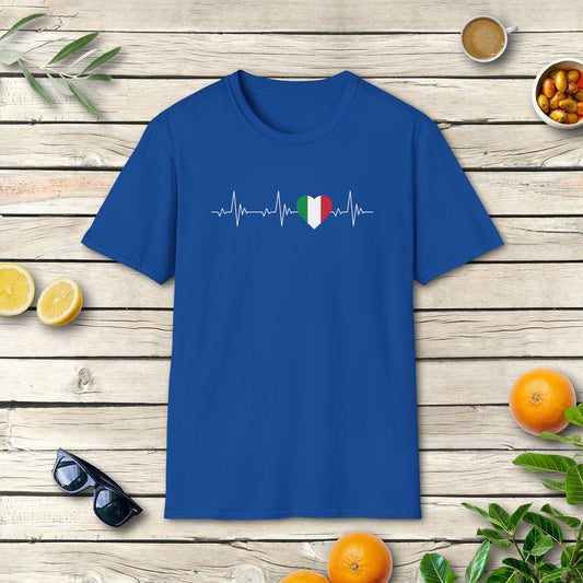 Italien Herzschlag T-Shirt | Dezentes Tricolore Herz