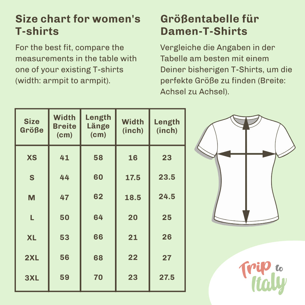 Size Chart Women's T-shirts | Größentabelle Damen-T-Shirts