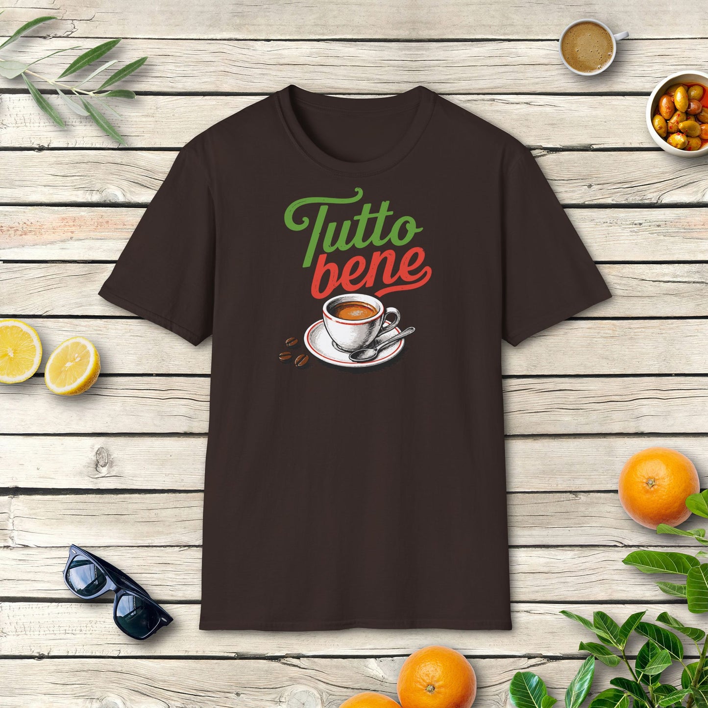 Tutto Bene Espresso T-Shirt im Italien Kaffee Style