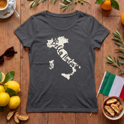 Bella Italia Damen T-Shirt mit Italien-Umriss