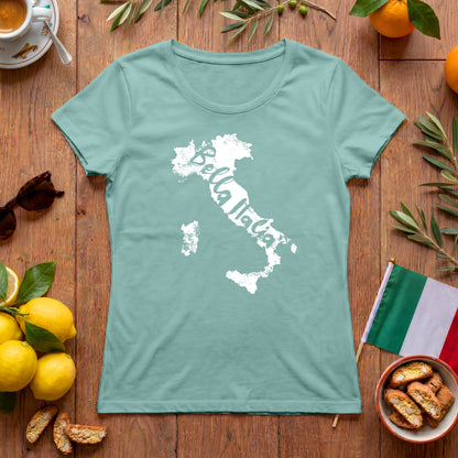 Bella Italia Damen T-Shirt mit Italien-Umriss