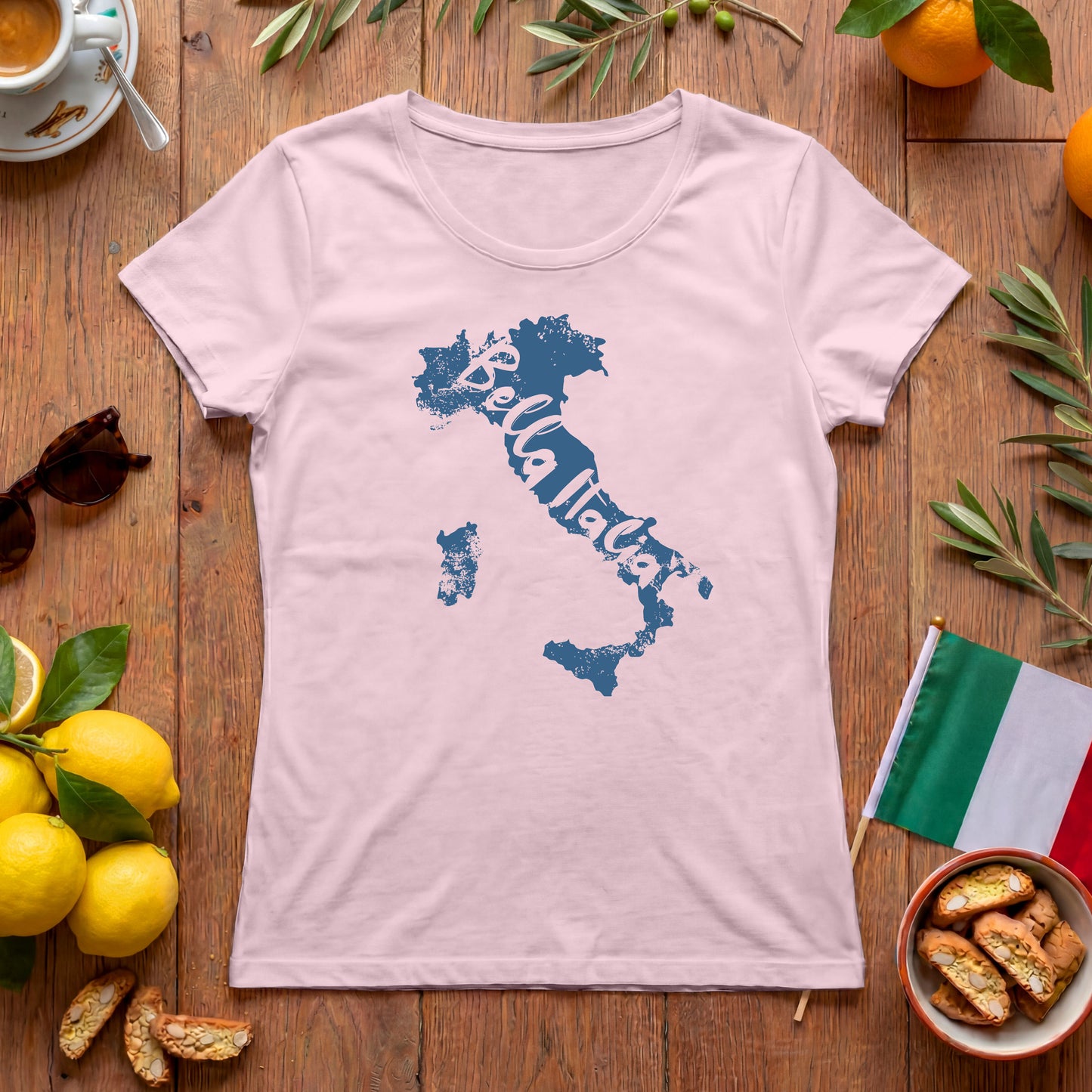 Bella Italia Damen T-Shirt mit Italien-Umriss