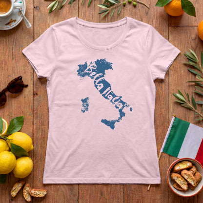 Bella Italia Damen T-Shirt mit Italien-Umriss