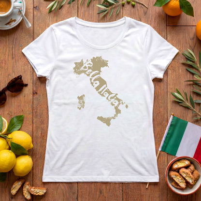 Bella Italia Damen T-Shirt mit Italien-Umriss
