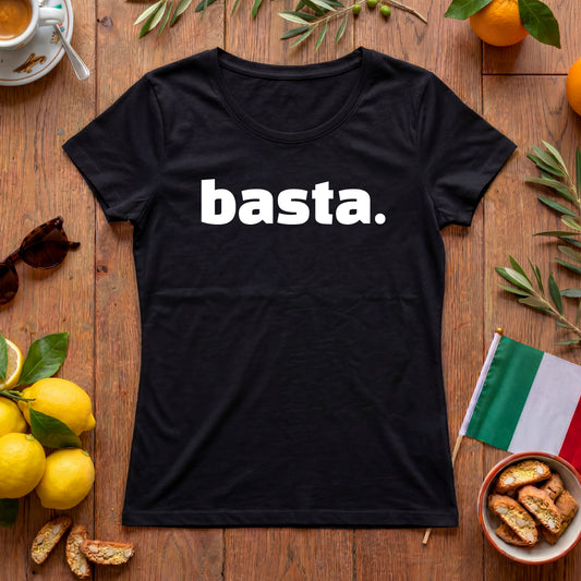 Basta | Italien Damen-T-Shirt mit Humor-Statement für Italo-Fans