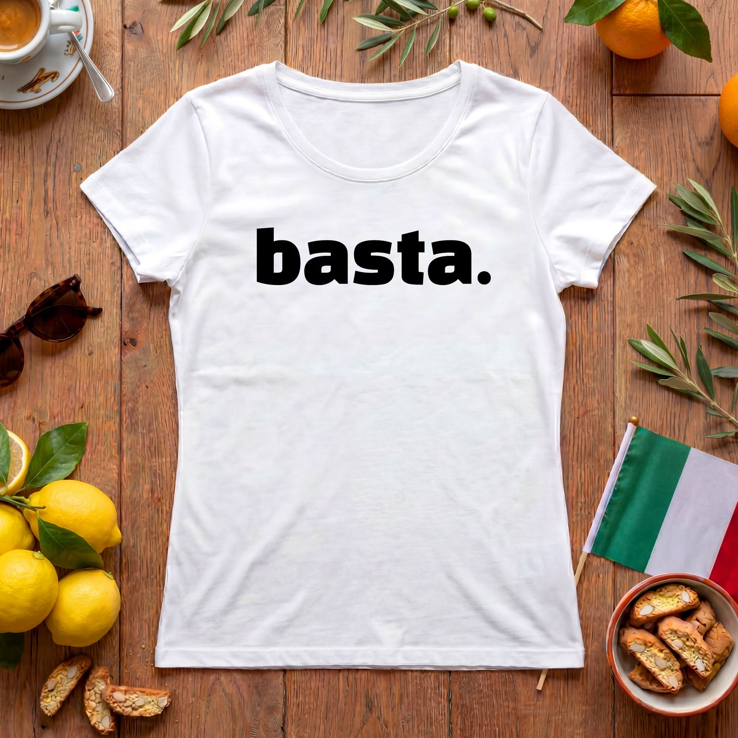 Basta | Italien Damen-T-Shirt mit Humor-Statement für Italo-Fans