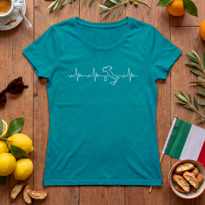 Italien Herzschlag Damen-T-Shirt | Outline Design für Italien-Fans