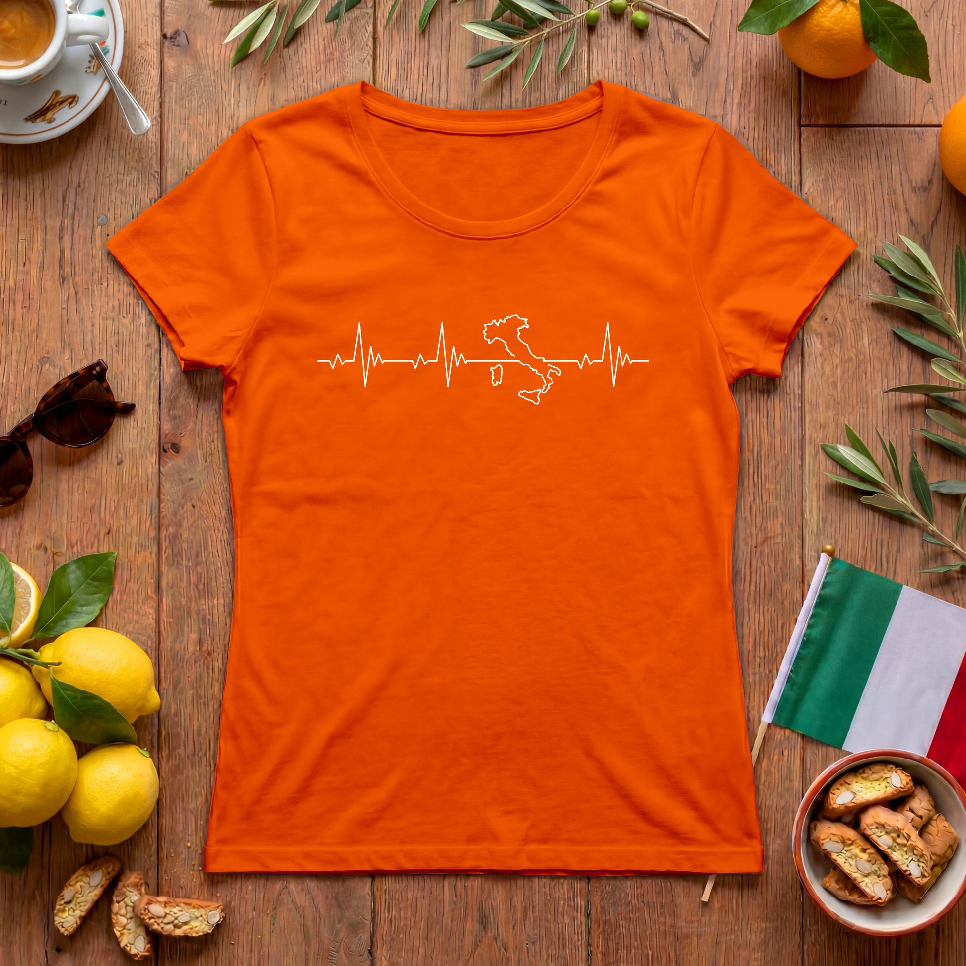 Italien Herzschlag Damen-T-Shirt | Outline Design für Italien-Fans
