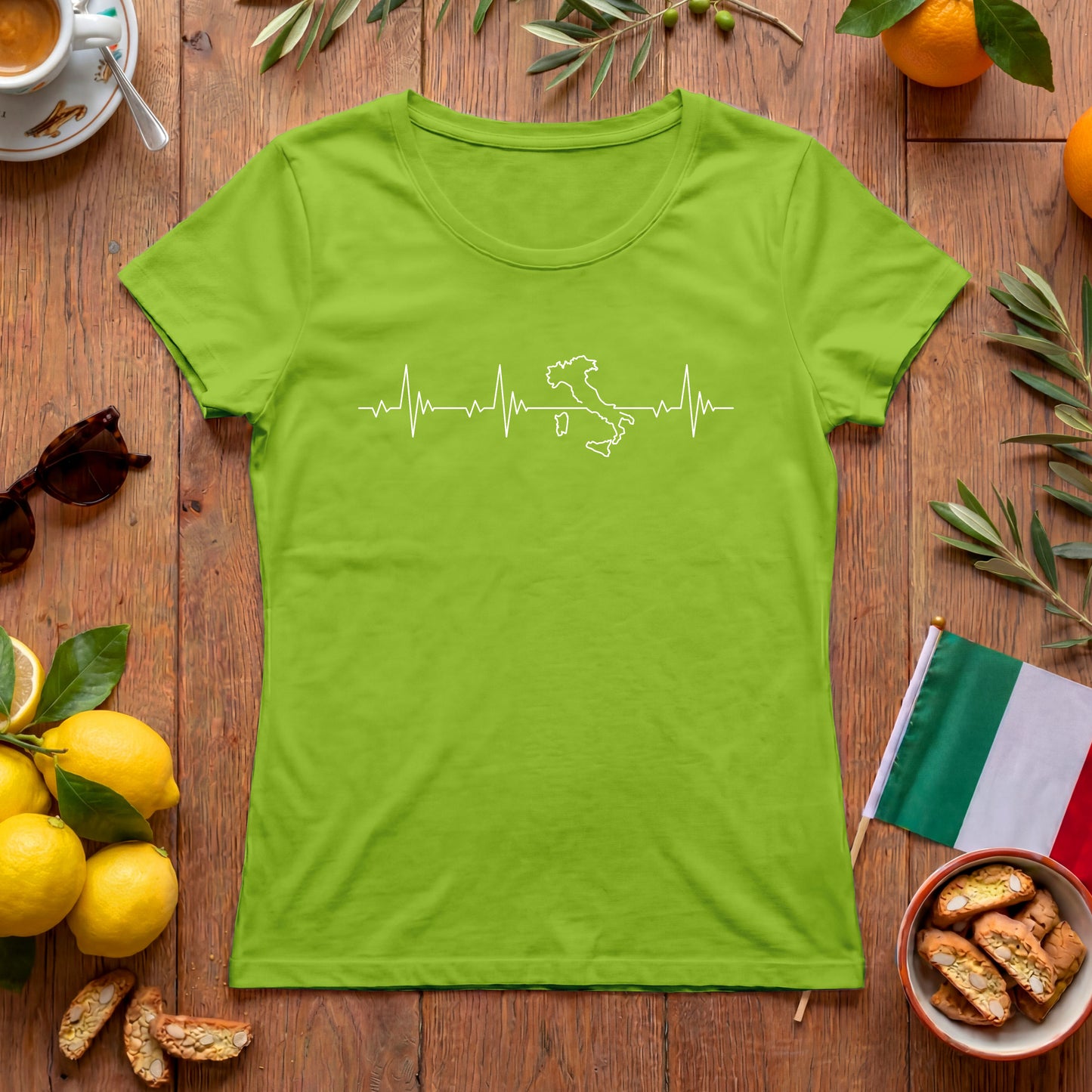 Italien Herzschlag Damen-T-Shirt | Outline Design für Italien-Fans