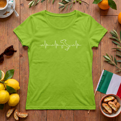 Italien Herzschlag Damen-T-Shirt | Outline Design für Italien-Fans