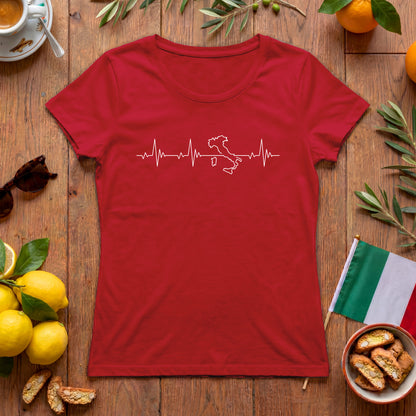 Italien Herzschlag Damen-T-Shirt | Outline Design für Italien-Fans