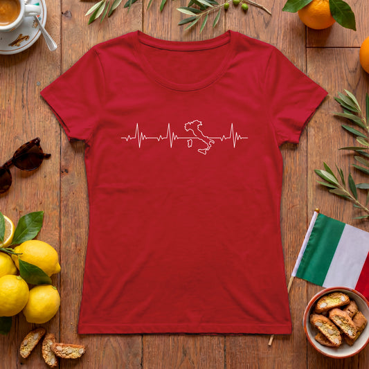 Italien Herzschlag Damen-T-Shirt | Outline Design für Italien-Fans