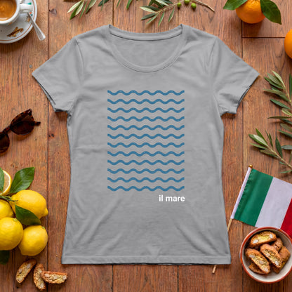 Il Mare Italien Damen T-Shirt | Minimalistisches Wellen-Motiv