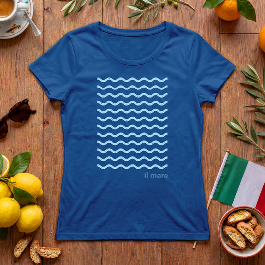 Il Mare Italien Damen T-Shirt | Minimalistisches Wellen-Motiv