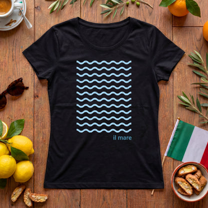 Il Mare Italien Damen T-Shirt | Minimalistisches Wellen-Motiv
