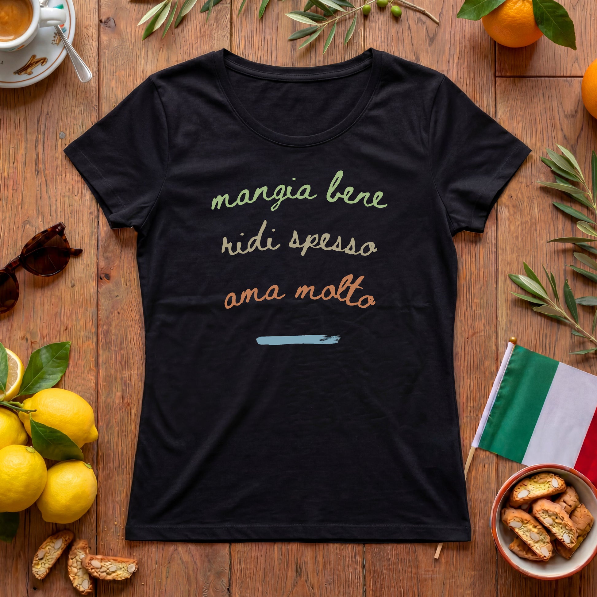 Mangia Bene, Ridi Spesso, Ama Molto Shirt – Italien Spruch