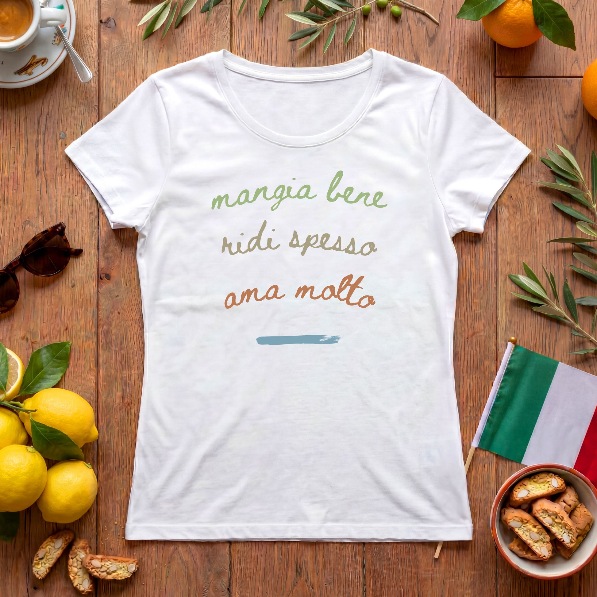 Mangia Bene, Ridi Spesso, Ama Molto Shirt – Italien Spruch