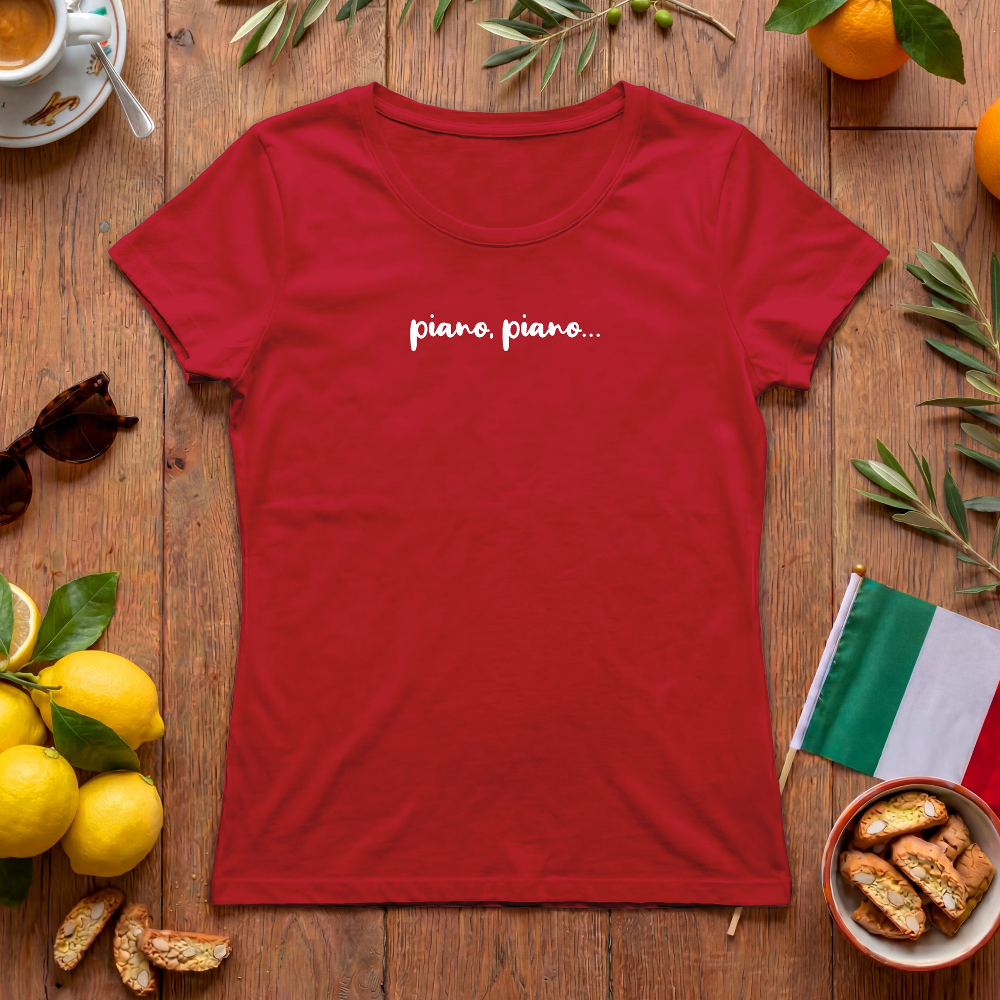Piano, piano – feminies Damen T-Shirt mit coolem Spruch