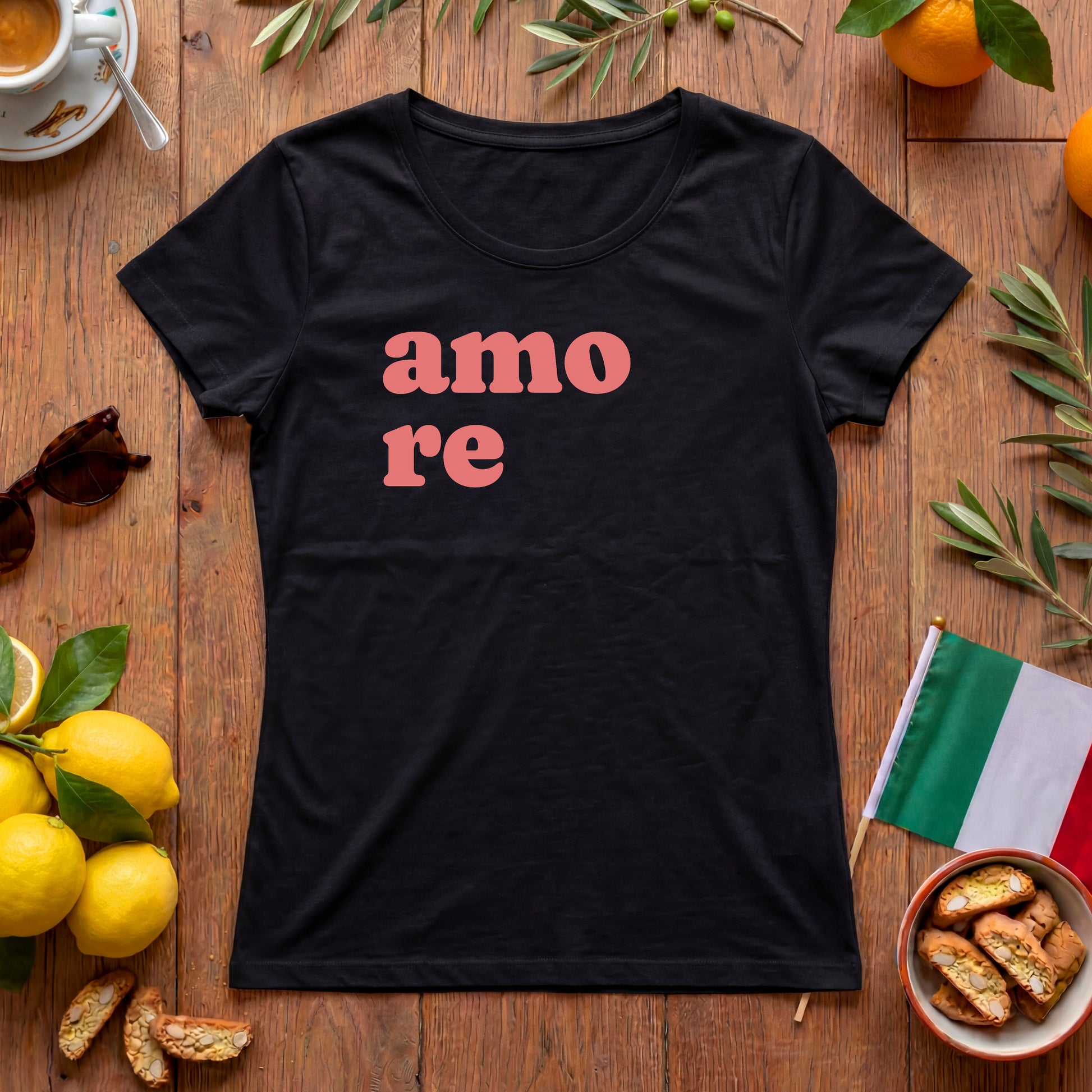 Amore Shirt | Italienisches Amore Damen-T-Shirt mit Schriftzug