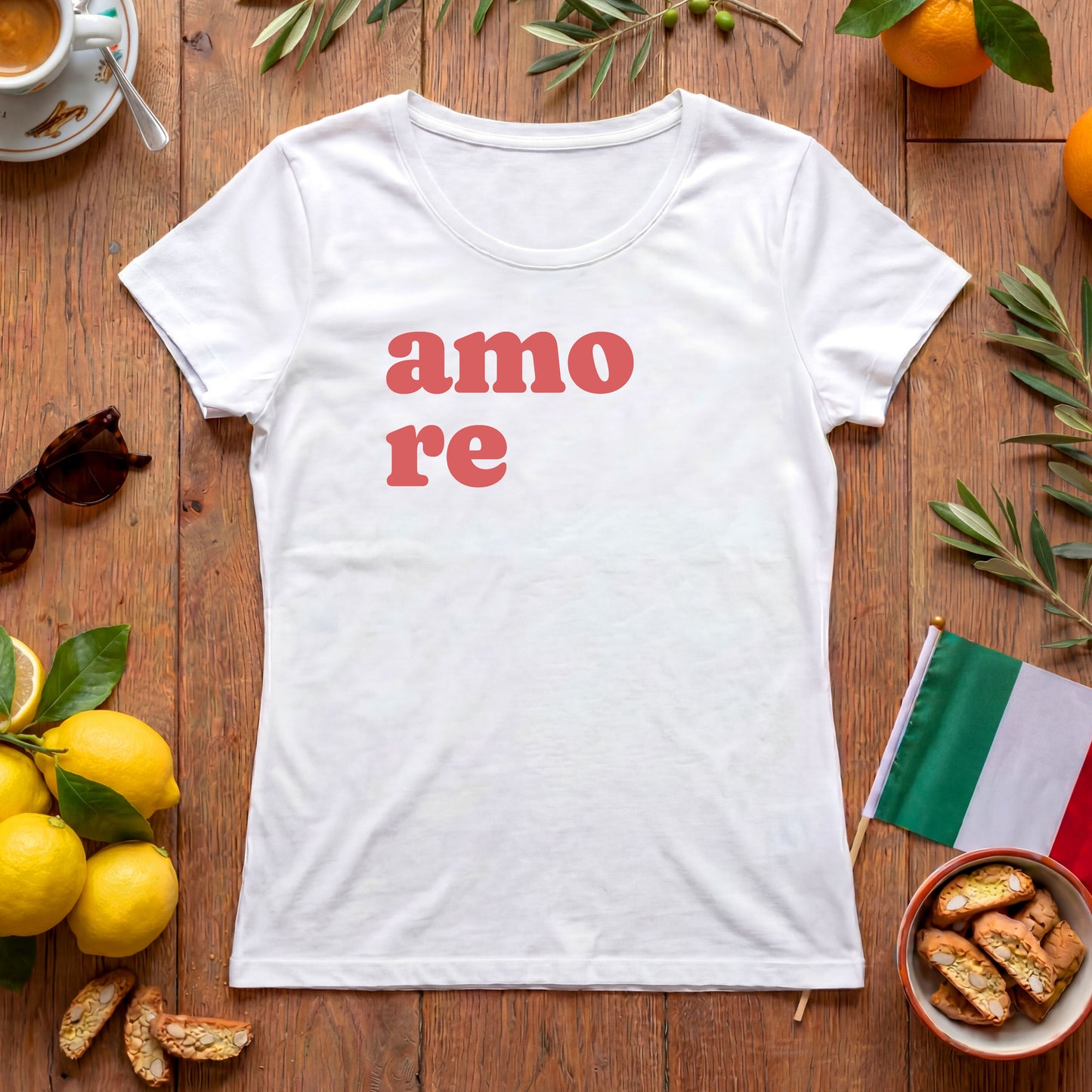 Amore Shirt | Italienisches Amore Damen-T-Shirt mit Schriftzug